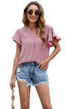 V Neck Fly Sleeve Short Sleeve Chiffon Top_Cwtsts0214