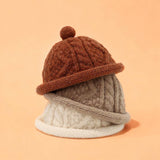 Winter Knit Beanie Cap Women Men Braided Dome Hat_Cwah04771