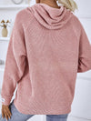 Cwohol0399_Casual V-Neck Hoodie Long Sleeve Sweater