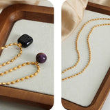 NATURAL STONE AGATE PENDANT TITANIUM STEEL NECKLAC_CWAJE1094