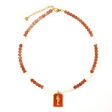 EVIL EYE NATURAL STONE BEADED HANDMADE NECKLACE_CWMM8871