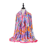 RAINBOW FLORAL SATIN SCARF SUMMER SUNPROOF WRAP_CWASC0673