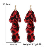 HANDMADE LEOPARD TASSEL EARRINGS BOLD LONG DROPS_CWMM6179