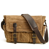 NEW WAXED CANVAS LEATHER SATCHEL FOR MEN_CWAB5561
