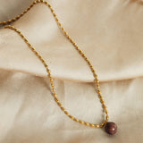 NATURAL STONE AGATE PENDANT TITANIUM STEEL NECKLAC_CWAJE1094