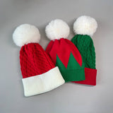 Cwah0749_Christmas Bell Knitted Santa Hat With Twist