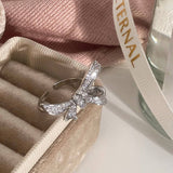 Womens Exquisite Micro-Inlaid Zircon Open Ring