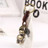 MOVABLE CARTOON BEAR LEATHER KEYCHAIN_CWMM4700
