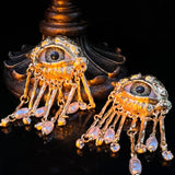 Vintage Devils Eye Tassel Stud Earrings