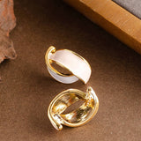 ENAMEL SILVER NEEDLE C SHAPED EARRINGS_CWMM4287