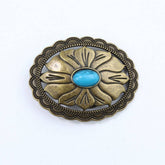 Western Belt Buckle With Turquoise Accents_Cwabe0428