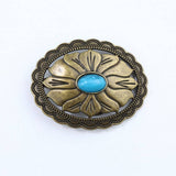 Western Belt Buckle With Turquoise Accents_Cwabe0428