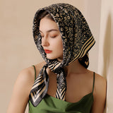 SWEET FLORAL FAUX SILK SCARF SQUARE NECK WRAP_CWASC0254