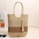 CASUAL WOVEN TWO COLOR BEACH BAG WOVEN BAG_CWAB1861