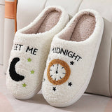 CARTOON MOON AND CLOCK PATTERN INDOOR SLIPPERS_CWSHS0255
