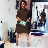 TEMPERAMENT SOLID COLOR FASHIONABLE PLUSSIZE DRESS_CWDSD6169