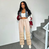 Spliced Cotton Padded Fashion Casual Pants