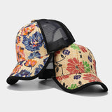 STYLISH FLORAL STRAW CAP UNISEX SUMMER SUN HAT CWAH1576
