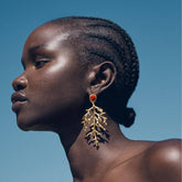 FASHIONABLE GOLDEN CORAL LONG EARRINGS_CWAJE5132