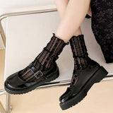 THIN LACE MESH SOCKS VERSATILE MID LENGTH SOCKS_CWMS0448