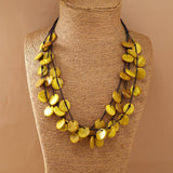 LONG COCONUT SHELL WOOD BEAD VINTAGE NECKLACE_CWMM4401
