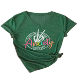 Trendy V-Neck Tee I Came Saw Print