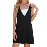 Solid Color V-Neck Square Neck Reversible Dress