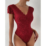 SOLID COLOR LACE SEE THROUGH DEEP VBACKLESSJUMPSUIT_CWMM4629