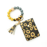 SUNFLOWER BEAD WALLET WITH SNAKESKIN KEYCHAIN_CWAB4998