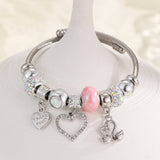 DIY HEART CHARM SILVER JINGLE BRACELET_CWMM8623