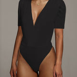 Womens Sexy Deep Neck Short Sleeved Bodysuit_Cwtsts0262
