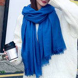 COTTON LINEN SOLID COLOR BEACH SHAWL SCARF _CWASC0197