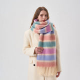 COLOR STRIPE SCARF SOFT WINTER WRAP FOR COUPLES_CWASC2377