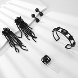 Womens Crystal Bead Floral Tassel Beaded Suit