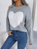Twisted Heart Long-Sleeved Pullover Sweater