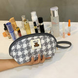 HOUNDSTOOTH HALF CIRCLE CLUTCH COSMETIC BAG_CWAB4450