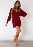 V-Neck Sexy Twist Sweater Wrap Hip Skirt