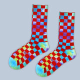 FASHION TIE DYED CHECKERED SOCKS_CWMS0265