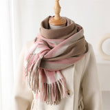 MODERN PLAID FRINGE SCARF WITH LUXE TEXTURE_CWASC2770