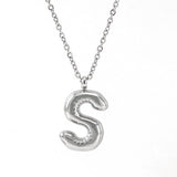 Cwaje1946_Steel Color Bubble Letter Necklace