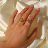 INLAID NATURALSTONE STAINLESS STEEL OPEN RINGS_CWAJE1229