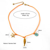 OCEAN STYLE STONE NECKLACE WITH FISH CHARM_CWMM8804