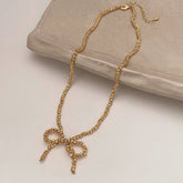 Wear High-End Metal Round Bead Bow Necklace