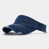 DISTRESSED DENIM VISOR HAT VINTAGE SUNSHADE CAP_CWAH3286