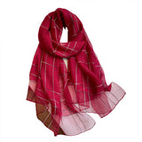 MINIMAL STRIPE SILK WOOL SCARF LIGHTWEIGHT SHAWL_CWASC0599