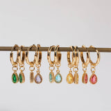 COLORFUL BIRTHSTONE EARRINGS TEARDROP EARRINGS_CWMM5519