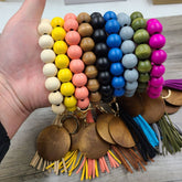 MULTI COLORED WOODEN BEAD BRACELET KEYCHAIN_CWAJE1069