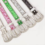 Trendy Rhinestone Needle Buckle Womens Belt