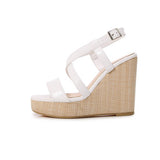 SOLID COLOR SQUARE TOE CROSS STRAP HIGH HEELS_CWSHS0645