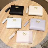New Simple Solid Color Bow Tassel Zipper Wallet_Cwab06254